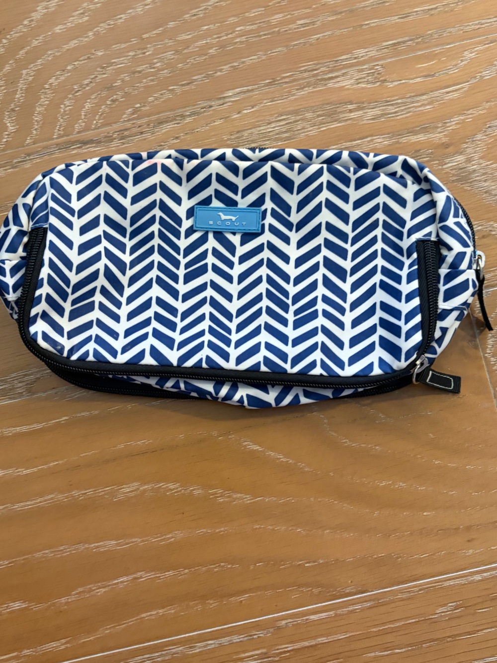 Scout Navy and White Chevron Cosmetic Bag 3-ZIP TOILETRY BAG